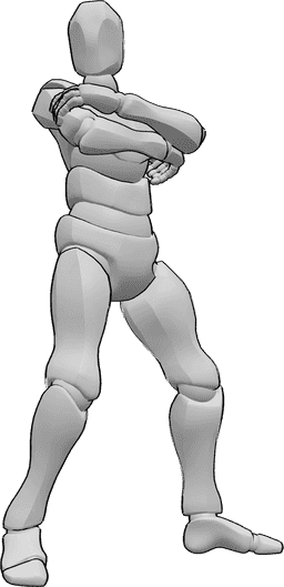 Référence des poses- Breakdance : pose de finition des bras - Chorégraphie masculine de breakdance, pose de finition avec les bras croisés