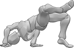 Referência de poses- Breakdance pose de pernas cruzadas - Um dançarino de breakdance masculino está de pé e posa com as pernas cruzadas