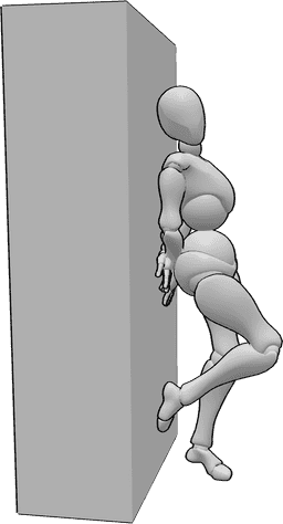 Referência de poses- Mulher encostada à parede - Mulher encostada a uma parede numa pose gira